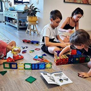 Magnetic Tiles 125 PCS + 4 FIGURES, Magnetic Tiles for Kids, Toy for 3 4 5 6 7 Year Old Boys & Girls, Educational Construction STEM Toy, Magnetic Tiles Building Set, Great Gift for Kids Aged 3-8