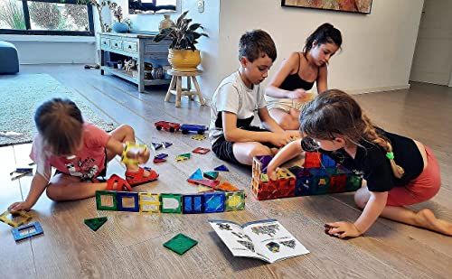 Magnetic Tiles 125 PCS + 4 FIGURES, Magnetic Tiles for Kids, Toy for 3 4 5 6 7 Year Old Boys & Girls, Educational Construction STEM Toy, Magnetic Tiles Building Set, Great Gift for Kids Aged 3-8