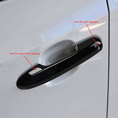 DLOVEG Car Door Handle Cover Compatible for 2019- 2021 2022 2023 Toyota Rav4 Accessories for Highlander 2023 2022 2021 2020 Handle Protectors with Smart Keyless Holes (Glossy Black)