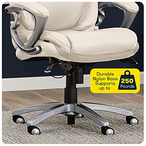 Serta AIR Health and Wellness Executive Office Chair, High Back Big and Tall Ergonomic for Lumber Support Task Swivel, Bonded Leather, Cream