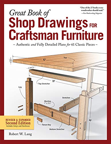 Great Book of Shop Drawings for Craftsman Furniture, Revised & Expanded Second Edition: Authentic and Fully Detailed Plans for 61 Classic Pieces (Fox Chapel Publishing) Complete Full-Perspective Views