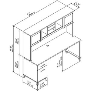 Bush Furniture Somerset 72W Office Desk with Drawers and Hutch in Ash Gray