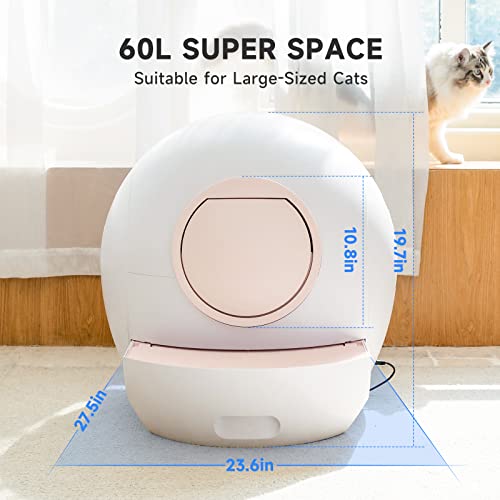ELS PET Self Cleaning Cat Litter Box, No Scooping Automatic Litter Box, Safety Protection & Odorless & Smart, Extra Large for Multiple Cats