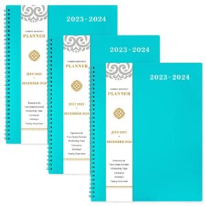 monthly planner 2023-2024 – 2023-2024 monthly planner from jul. 2023 to dec. 2024, 8.5″ x 11″, 18-month planner with tabs, pocket, label, contacts and passwords, twin-wire binding, 3 pack – teal by artfan