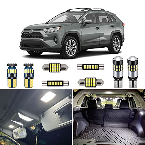 AUTOGINE White LED Interior Lights Kit for Toyota RAV4 2016 2017 2018 2019 2020 2021 Super Bright 6000K Interior LED Lights Bulbs Package + Install Tool