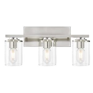 sadenicel brushed nickel bathroom vanity light, 3-light metal wall sconce fixtures for bathroom lighting (brushed nickel, 3 light)