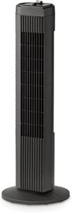 mainstay 28” black tower fan model fz10-19mb for space saving slim design saves energy (renewed) (black)