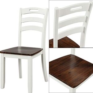 Merax Dining Table Sets, 6 Piece Wood Kitchen Table Set, Home Furniture Table Set with Chairs & Bench (White + Cherry)