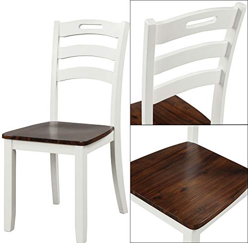 Merax Dining Table Sets, 6 Piece Wood Kitchen Table Set, Home Furniture Table Set with Chairs & Bench (White + Cherry)