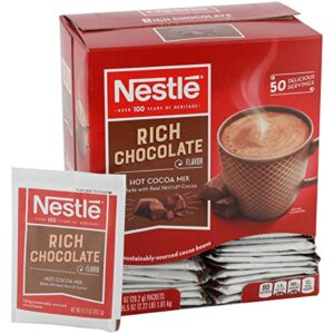 Nestle Hot Chocolate Mix, Hot Cocoa, Rich Chocolate Flavor, Made with Real Cocoa, 0.71 oz Packets (Pack of 50)