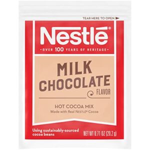 nestle hot chocolate packets, milk chocolate flavor hot cocoa mix, made with real cocoa, 0.71 oz sachets, bulk pack (60 count)