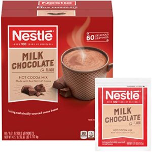 Nestle Hot Chocolate Packets, Milk Chocolate Flavor Hot Cocoa Mix, Made with Real Cocoa, 0.71 oz Sachets, Bulk Pack (60 Count)