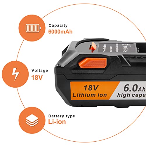 Fancy Buying 18V 6.0Ah/6000mAh Lithium Ion Replacement Battery Compatible with for RIDGID R840083 R840085 R840086 R840087 R840089 AC840085 AC840086 AC840087P AC840089 Series Drill Battery (2 Pack)