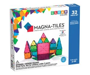magna-tiles 32-piece clear colors set, the original magnetic building tiles for creative open-ended play, educational toys for children ages 3 years +