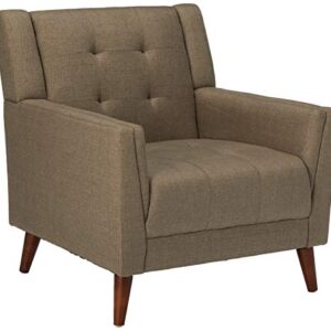 Christopher Knight Home Evelyn Mid Century Modern Fabric Arm Chair, Mocha, Walnut