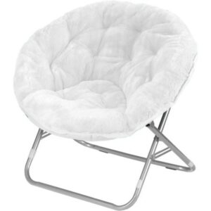 mainstay, white adult faux fur saucer chair (1