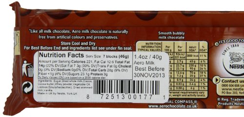 Nestle Aero Milk Chocolate Bar, (27 g) 1.4 Ounce (Pack of 12)