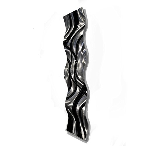 Statements2000 Silver/Black Metal Wall Art Wave, Modern Accent Décor by Jon Allen Metal Art, Crossroads Wave, 46" x 10"