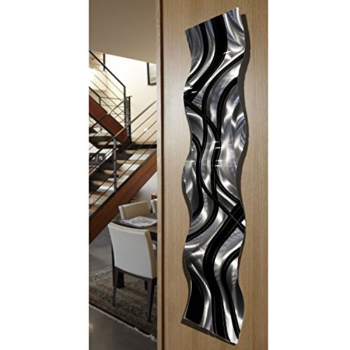 Statements2000 Silver/Black Metal Wall Art Wave, Modern Accent Décor by Jon Allen Metal Art, Crossroads Wave, 46" x 10"