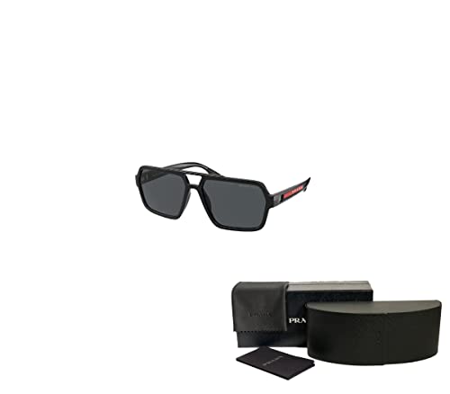 Prada PS01XS 1AB02G 59MM Black/Polarized Dark Grey Rectangle Sunglasses for Men + BUNDLE With Designer iWear Complimentary Eyewear Kit