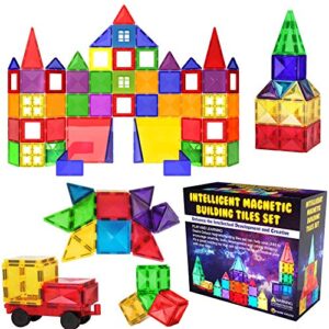 desire deluxe magnetic tiles blocks building set for kids – learning educational toys for boys girls for age 3 – 8 year-old – birthday present gift (57pc)