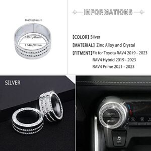 1797 AC Air Conditioning Knob Covers Accessories for Toyota RAV4 2023 2022 2021 2020 2019 Bling Sticker Decal Crystal Silver Pack of 2