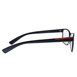 Prada Linea Rossa Lifestyle PS 50GV DG01O1 Black Rubber Plastic Rectangle Eyeglasses 53mm