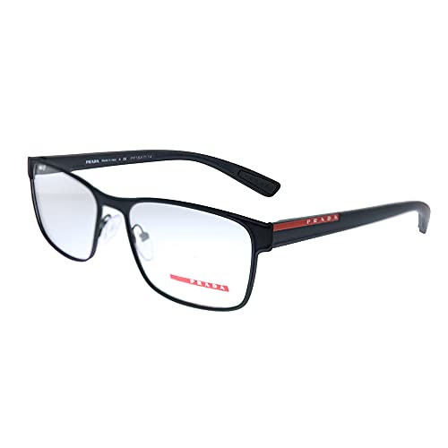 Prada Linea Rossa Lifestyle PS 50GV DG01O1 Black Rubber Plastic Rectangle Eyeglasses 53mm