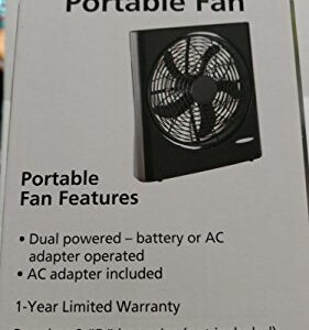 Mainstays 10 Inch Portable Fan Dual Powered Battery/AC New Black