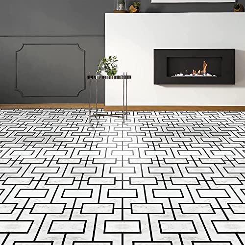 Retro Self Adhesive 12-Inch Vinyl Floor Tiles, 20 Tiles - 12" x 12", Affinity Pattern - Peel & Stick, DIY Flooring for Kitchen, Dining Room, Bedrooms & Bathrooms by Achim Home Decor