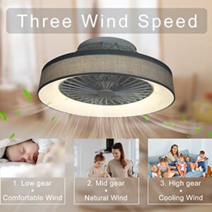 Anresun Ceiling Lamp Modern LED Semi Flush Mount Light Fandelier Adjustable Wind Speed Remote Control Dimmable 3 Files Fan Chandelier Modern Bedroom Living Room (Grey)