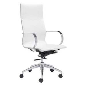 zuo glider hi back office chair, white