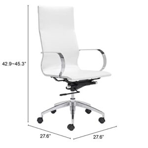 Zuo Glider Hi Back Office Chair, White