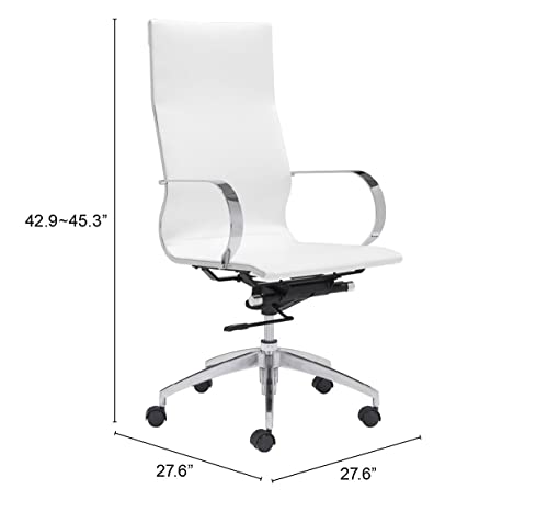 Zuo Glider Hi Back Office Chair, White