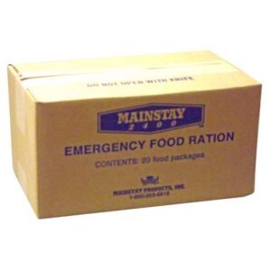 mainstay emergency food rations with outdoors equipment emergency guide- 2400 calorie full case of 20 packs