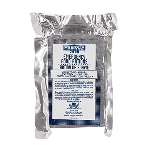 Mainstay Emergency Food Rations with Outdoors Equipment Emergency Guide- 2400 Calorie Full Case of 20 Packs