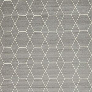 Unique Loom Trellis Frieze Collection Area Rug - Geometric (9' x 12' 2", Light Gray/ Ivory)