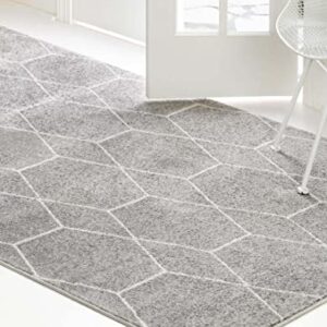 Unique Loom Trellis Frieze Collection Area Rug - Geometric (9' x 12' 2", Light Gray/ Ivory)