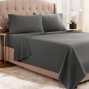 empyrean queen sheets – 4 pc super soft bed sheets queen size – double brushed microfiber queen size sheets – hotel luxury charcoal grey queen bed sheets set, with 4 corner elastic straps