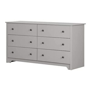 south shore vito 6-drawer double dresser, soft gray