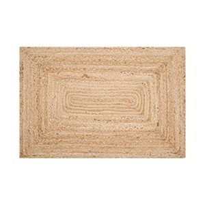 jute braid natural rug 2x3′ -natural linen color, hand woven & reversible for living room kitchen entryway rug,jute burlap braided rag rug 24×36 inch,farmhouse rag rug, rustic rug,natural look rug