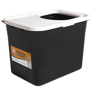 petmate arm & hammer premium litter box, top entry litter pan with filter to clean paws, high walled large litter box