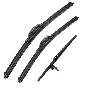 3 wipers Replacement for 2010-2022 Toyota 4Runner, Windshield Wiper Blades Original Equipment Replacement - 24"/20"/12" (Set of 3) U/J HOOK
