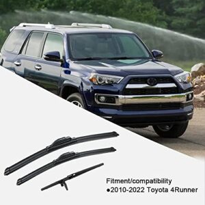 3 wipers Replacement for 2010-2022 Toyota 4Runner, Windshield Wiper Blades Original Equipment Replacement - 24"/20"/12" (Set of 3) U/J HOOK