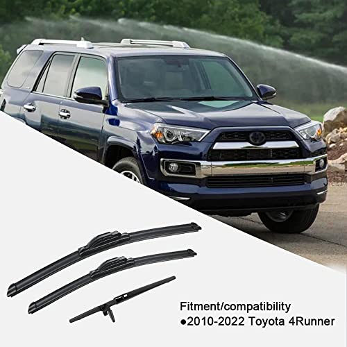 3 wipers Replacement for 2010-2022 Toyota 4Runner, Windshield Wiper Blades Original Equipment Replacement - 24"/20"/12" (Set of 3) U/J HOOK