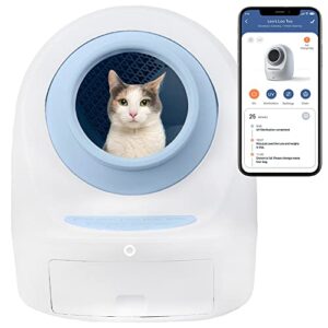 smarty pear leo’s loo too no mess automatic self-cleaning cat litter box includes charcoal filter, built-in scale, smart home app with voice control