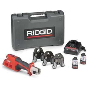 ridgid 57373 model rp 241 compact press tool kit with 1/2″-1″ pro press jaws and bluetooth