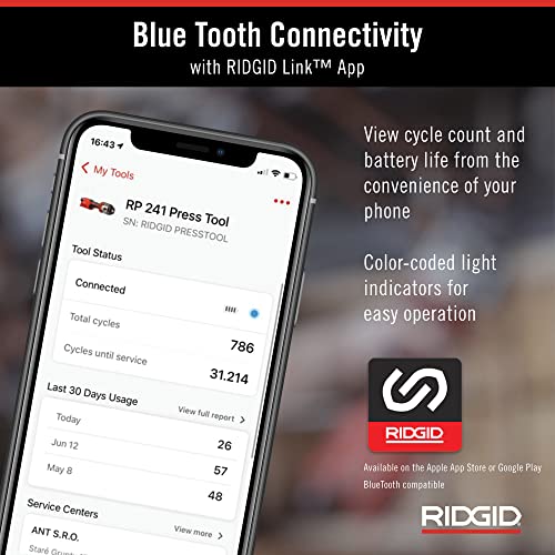 RIDGID 57373 Model RP 241 Compact Press Tool Kit with 1/2"-1" Pro Press Jaws and Bluetooth