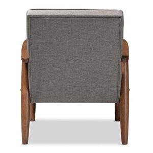 Baxton Studio BBT8013-Grey Chair armchairs, Grey, 27.11 x 29.45 x 32.96
