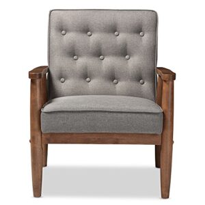Baxton Studio BBT8013-Grey Chair armchairs, Grey, 27.11 x 29.45 x 32.96